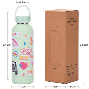 Botella de agua aislada al vacío de acero inoxidable 304 500ml Mango ergonómico a prueba de fugas Sin BPA Aprobado por La FDA para Niños Estudiantes - Product Image 6