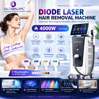 Machine d'épilation au laser à diode à 4 longueurs d'onde, 755 nm, 808 nm, 940 nm, 1064 nm, refroidissement par glace pour clinique