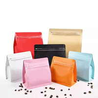 Sacs à café réutilisables personnalisés pour aliments, recyclables, avec fermeture éclair, pochettes debout semi-transparentes, sacs à thé imprimés avec valve