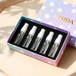 ขวดน้ำหอมแบบเติมได้ขนาดเล็ก 2 มล. 3 มล. พร้อมกล่องของขวัญลายทางสีชมพู ชุดน้ำหอมพกพาสำหรับเดินทาง ขายส่ง - Product Image 3