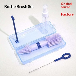 Travel Baby Bottle Cleaning Set Silicone Travel Bottle Brush Set and <b>Drying</b> <b>Rack</b>, Portable Cleaning for Nipples, Straws - Product Image 3