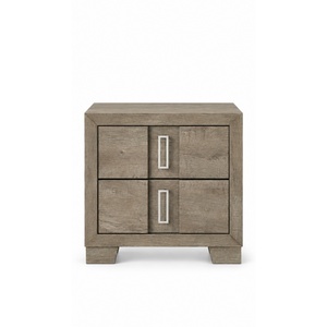 Mesa de Noche de Madera Marrón Transicional de Lujo con Dos Cajones para Hogar Moderno y Muebles de Hotel de Lujo - Product Image 1