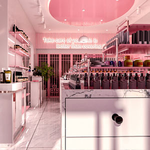 Estantes de exhibición de cosméticos personalizados de moda Rosa CIRI, estante de pared de exhibición de maquillaje para centro comercial, escaparate de cosméticos para tienda de belleza - Product Image 6