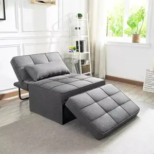 سرير أريكة كتان قابل للطي قابل للتنفس متعدد الوظائف 4 في 1 مع مسند ظهر قابل للتعديل