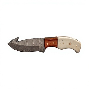 Cuchillo de hoja fija Drop Point de acero de Damasco con mango colorido, personalizable para caza, camping y supervivencia - Product Image 1