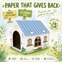 Maison à chat écologique en carton ondulé recyclable, imprimée sur mesure, vente en gros directe d'usine