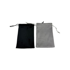 Sacchetto in Velluto Grigio Minimalista Moderno con Coulisse Floccata e Stampa Serigrafica, Personalizzabile per Gioielli e Oggetti di Piccole Dimensioni - Product Image 3