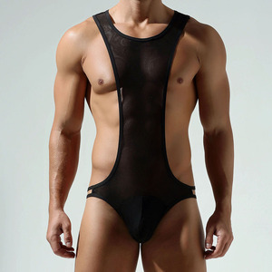 King Mcgreen Star Sexy Men One-piece Jockstrap Undershirts T-Back Thongs Bodysuit Jumpsuit Mesh Sheer <span class=keywords><strong>Transparent</strong></span> Shaper Pajama - Product Image 2