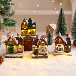 Décoration de table miniature maison de Noël en résine lumineuse LED pour dropshipping Shopify, cadeau de vacances, ornement - Product Image 5
