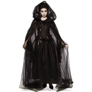 Disfraz de Halloween al por mayor en stock: Capa negra, disfraz de cosplay de novia fantasma, vampiro, bruja malvada - Product Image 2