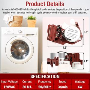 Actionneur de changement de vitesse de rondelle électrique W10006355 amélioré en gros Compatible Whirlpool Maytag pour Kenmore Machine à laver remplace l'ancien - Product Image 3