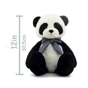 8644 Peluche <span class=keywords><strong>de</strong></span> Panda Negro <span class=keywords><strong>de</strong></span> 12 Pulgadas, Suave y Abrazable, con Lazo a Cuadros, Regalos para Niños para Cumpleaños y Navidad - Product Image 3