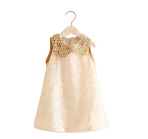 New Fashion Princess Summer Lace Girls Party collare di paillettes abbigliamento <span class=keywords><strong>per</strong></span> bambini abiti eleganti <span class=keywords><strong>per</strong></span> bambini bambini corto senza maniche solido - Product Image 1