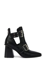 Fábrica 2025 nuevos <span class=keywords><strong>Botines</strong></span> de tacón alto en negro botas de mujer botín de hebilla de hardware metálico plateado - Product Image 5