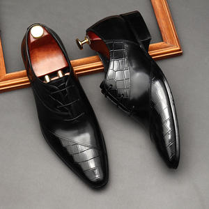 Genuine leather small square-<b>toe</b> breathable <b>shoes</b> with laces for <b>closed</b> fastening suitable for business men's wear - Product Image 3