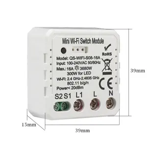 Aihomestyle-miniinterruptor de luz WiFi 16A, 1 Banda, 2 vías, Tuya Smart Home, RF, relé, color blanco