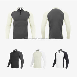 Camiseta Deportiva Transpirable con Estampado y Media Cremallera, Manga Larga, Unisex, Estilo Otoño Invierno, Ropa Casual Versátil para Correr y Hacer Ejercicio - Product Image 3