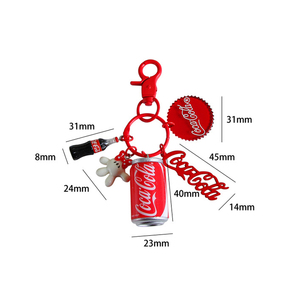 Soda chai phim hoạt hình thực phẩm Keychain nước giải khát chai với Ice Cube Mặt dây chuyền 3D kim loại Keychain dễ thương túi quyến rũ cho các cặp vợ chồng - Product Image 2