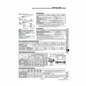Catégorie de produit Cylindre sans tige pneumatique SMC MY3B25-150 cylindres mécaniquement articulés - Product Image 1