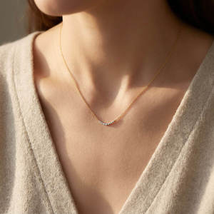 Wholesale Manufacturer Daily Wearing Handmade <b>Necklace</b> Mixed Color Jewelry 18K Solid Gold Real Natural Diamonds Pendant <b>Necklace</b> - Product Image 5