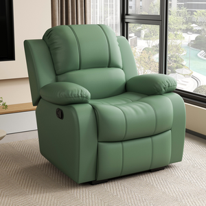 Contemporary Faux Leather <b>Recliner</b> Chair with Padded Arms and Button Operation for Living Room Use - Product Image 5