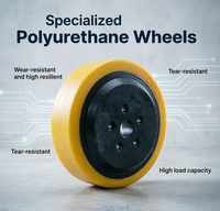 Roue de traction lisse en polyuréthane PU durable, 230x75 mm, 5 trous cylindriques pour boulons, utilisée sur les chariots élévateurs HY Yale / camions