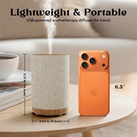 Diffuseur ultrasonique portable de type C pour hôtel et usage domestique avec housse en tissu, capacité de 120 ml, brume silencieuse, lumières LED et Aurora