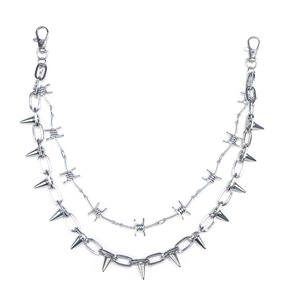 Chaîne de taille en métal double couche style punk Yueli avec rivets à pointes pour homme, accessoire de mode urbaine pour usage quotidien - Product Image 5