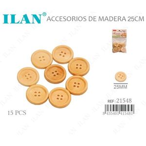 Bottoni in Legno Ilan 25mm 15 Pezzi Accessori per Cucito e Artigianato - Product Image 1