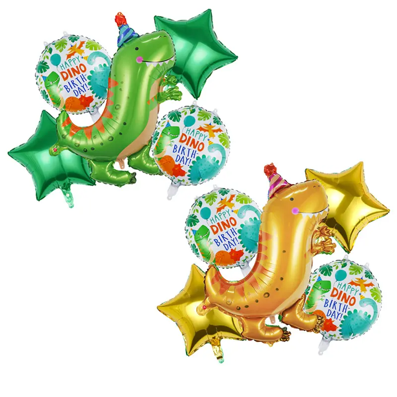 5 adet INS orman hayvan dinozor şapka folyo balonlar balon seti gloglobos De Dinosaurio Dino için mutlu doğum günü partisi dekorasyon