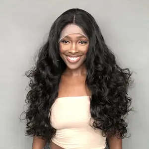 Wholesale Vendor Women Virgin Bouncy Wave Transparent Glueless Full Lace Long Hair Wigs Cuticle Aligned 100% Human Hair Wigs