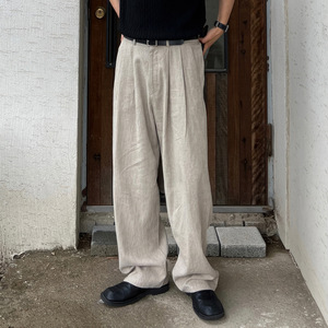 Quần dài nam chất liệu lanh xu hướng Nhật Bản FLN 2025, dáng rộng, ống thẳng, phong cách thường ngày - Product Image 4