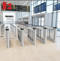 Barrera Giratoria Automática de Seguridad para Aeropuertos, Torniquete de Acero Inoxidable y Vidrio, Sistema de Control de Acceso para Áreas de Embarque de Pasajeros