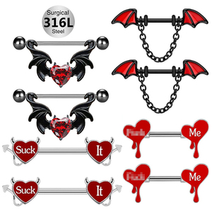 Gaby, nuevos diseños, barra de calibre 14, estrella, forma de corazón, anillos para pezones, joyería de pecho de acero inoxidable con chapado en oro para Piercing - Product Image 4