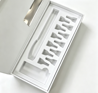 Boîte rigide blanche personnalisée avec fenêtre transparente en PVC, impression de ligne moléculaire rouge, boîte d'emballage pour kit de stylos avec insert EVA multi-fentes