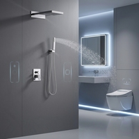 Robinetterie de douche murale encastrée chaud/froid avec système de douche moderne et grand pommeau de pluie