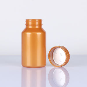 Botella de plástico de vitamina para tableta de 150ml de grado alimenticio de alta calidad PET naranja con color personalizado y tapa personalizada - Product Image 3