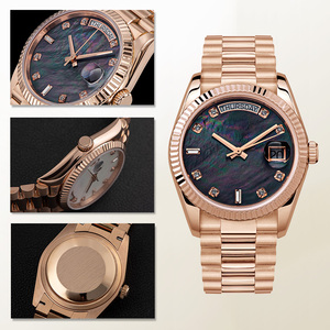 Luxuriöse Quarz-Armbanduhr im klassischen Stil für Herren, wasserdicht bis 3 ATM, mit Diamantskala, Datums- und Tagesanzeige, beste Uhren mit Perlmutt-Zifferblatt - Product Image 2