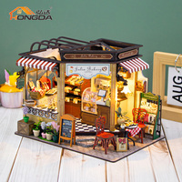 Hongda M2422 Julia Bakery miniature maison de poupée bricolage poupée maison en bois kit de maison de poupée fait main avec lumière