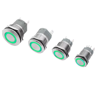 Interrupteur à bouton-poussoir 22 mm, à enclenchement momentané, en métal, pour PC, avec voyant LED marche/arrêt, avec fil, étanche, 12 V, 3 V, 5 V, 6 V, 24 V, 220 V, avec anneau