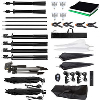 Kit d'éclairage de studio photo PFL-KT1, ensemble de boîtes à lumière, fond, trépied, kits de support, parapluie photographique, boîte à lumière douce de qualité supérieure