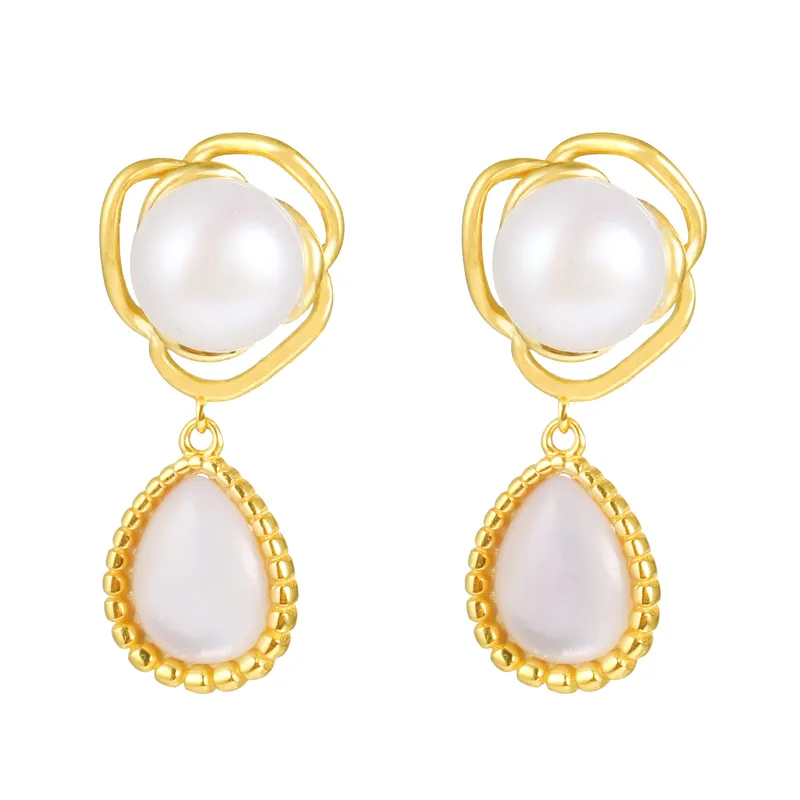 Milliedition 18K Gold Plated Fashion Pearl Earrings Wedding Jewelry Set For Women Wholesales