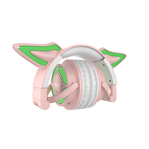 Audífonos Plegables con Orejas de Gato Rosas y Luces LED, Micrófono Inalámbrico, Audífonos Supraaurales para Niñas - Product Image 4