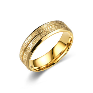 Hot Selling Stainless Steel Frosted Gold Plated <strong>Plus</strong> <strong>Size</strong> Couple <strong>Ring</strong> Non Fading Statement Wedding Gift <strong>Ring</strong> for Men and Women - Product Image 6