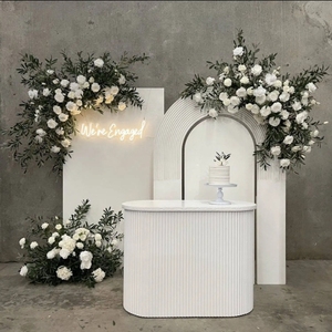 Dekoratif çiçekler ve bitkiler ile özel beyaz Siding olay parti düğün zemin kemer - Product Image 3