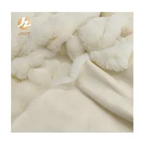 JZ Vente en gros de tissu en fourrure de lapin en polyester avec impression personnalisée super doux et moelleux