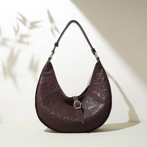 Bolso de Cuero Genuino en Forma de Media Luna para Mujer, Bolso de Hombro Tipo Hobo de Gran Capacidad, Bolso de Mano Vintage, Elegante Bolso de Media Luna para Llevar Bajo el Brazo - Product Image 1