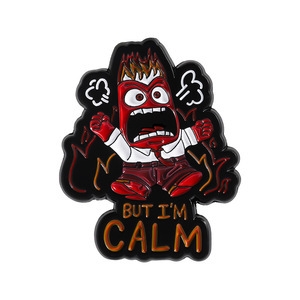 Pin de Esmalte 'Pero Soy Tranquilo', Broche de Metal Fundido con Acabado en Níquel Negro, Diseño de Anime de Fantasía, para Joyería, Regalo, Accesorios de Ropa - Product Image 1