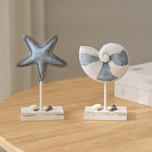 Décoration d'intérieur méditerranéenne, ensemble d'ornements en bois en forme de hippocampe, de poisson et d'étoile de mer pour le salon, artisanat en MDF, ensemble multi-pièces - Product Image 2