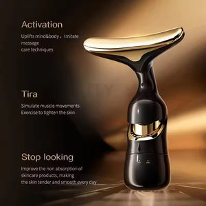 Appareil de beauté pour usage domestique, masseur facial vibrant anti-âge, raffermissant la peau, éliminateur de rides du visage, lifting du cou, avec 3 têtes - Product Image 2